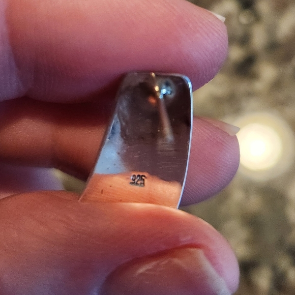 Indian Navajo Handmade Norvin Johnson Sterling Silver 925 Opal Inlay Earrings - Picture 6 of 7